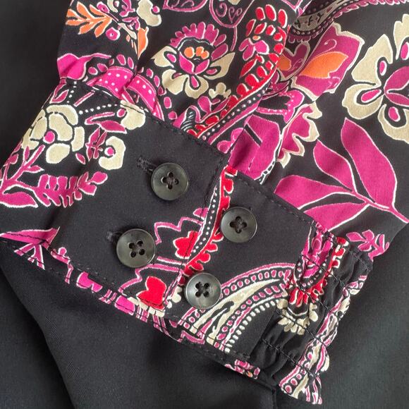 Chicos 8 Floral Notch Neck Paisley Tunic Button Down Long Sleeve Top NWT Mature - Picture 11 of 12